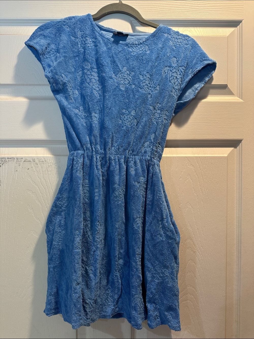 Vilebrequin Girls Blue Turtle Terry Cloth Dress Cover Up 12 Swim Beach